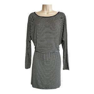 Michael Kors Womens Dress Long Sleeve Black/White Striped Elastic Waist Size Med